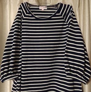 Molly & Isadora Striped 3/4 Sleeve Top